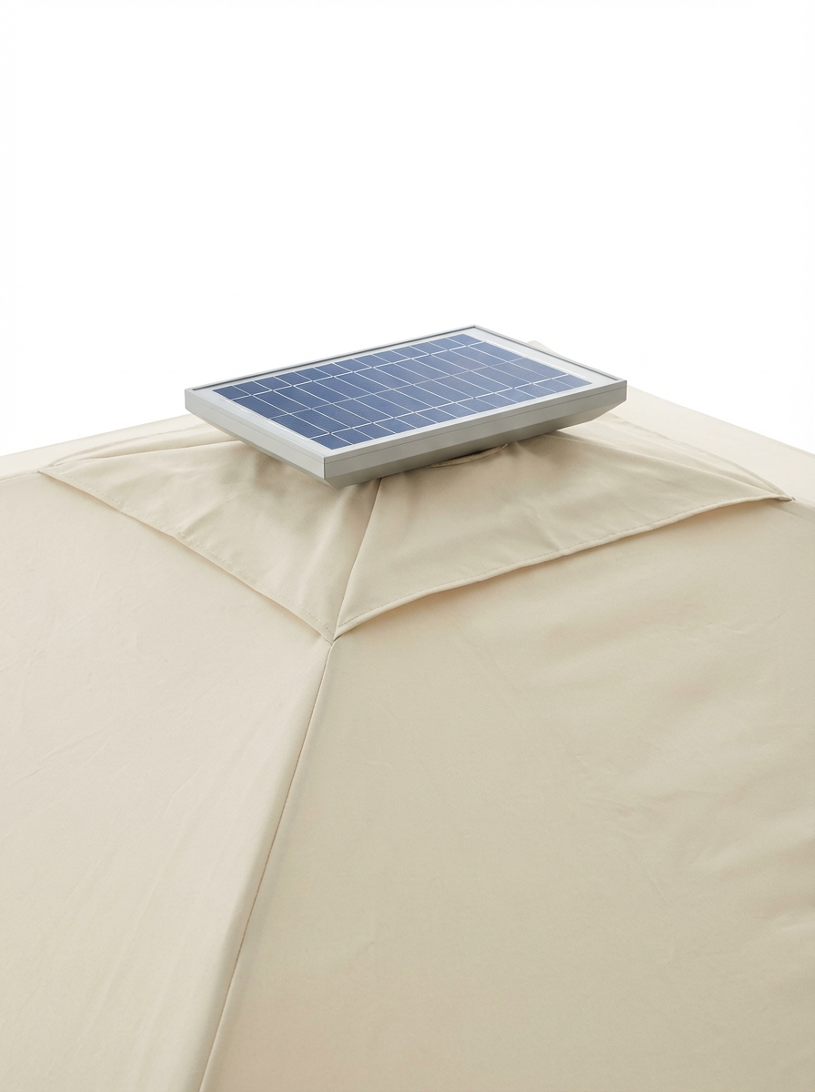 Sombrilla fotovoltaica con carga USB-C 5V/2A