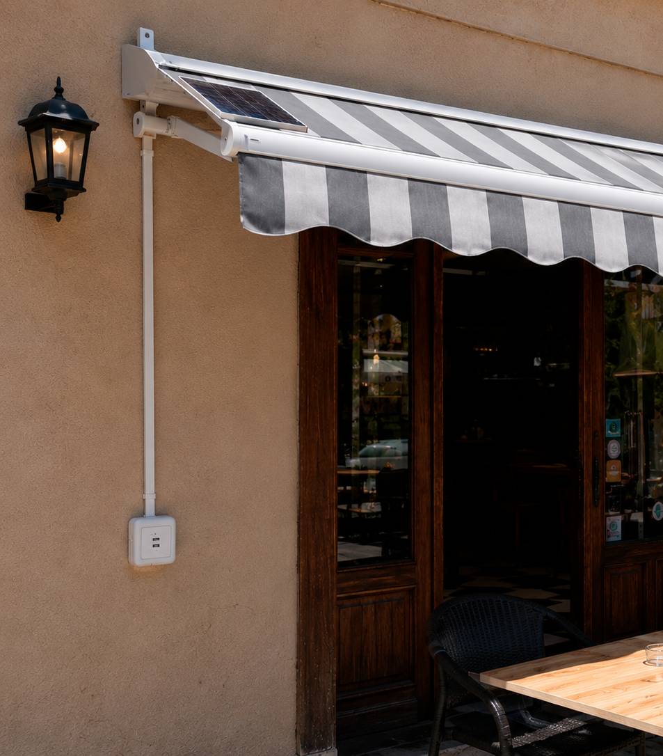 Toldo con cargador solar para distribuidores partners